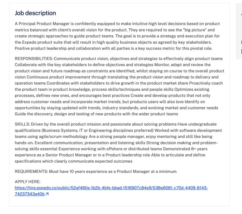 A job description of a product manager

Description automatically generated