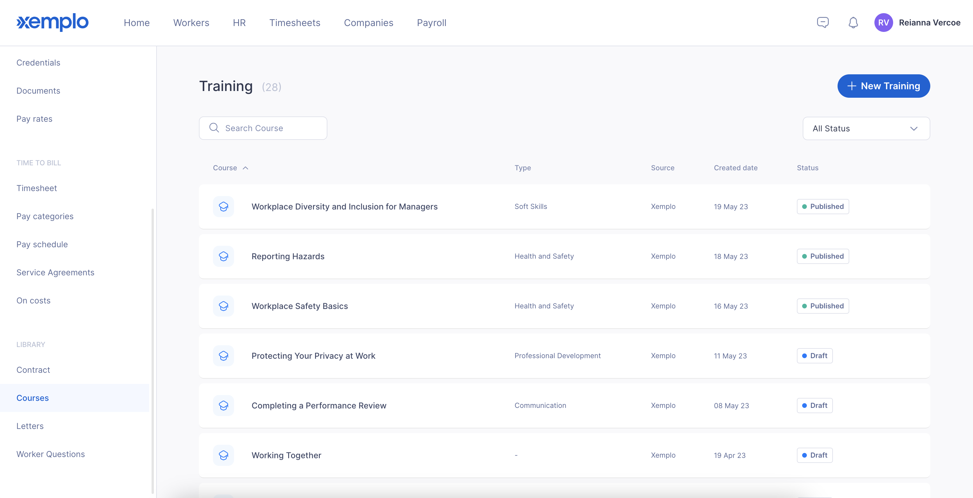 Company Settings - Course Library